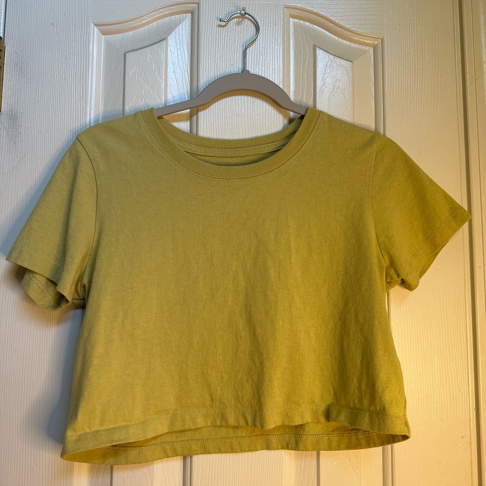 Mustard Green Solid Colored Crop Top